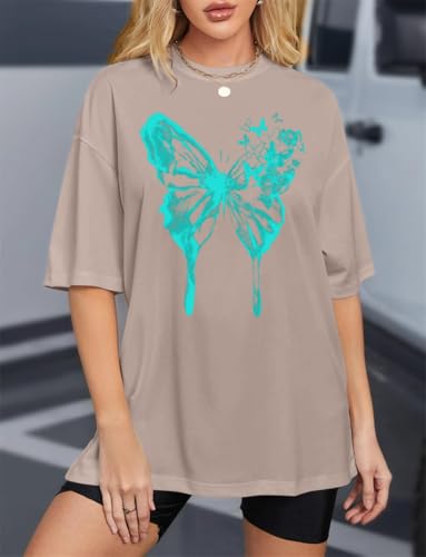 Tomwell Women’s Oversized T-Shirt – Butterfly Design