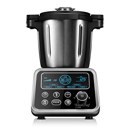 Ufesa TotalChef RK7 Küchenmaschine mit WLAN, Multifunktions Küchenroboter mit Kochfunktion, Kochroboter 30 Funktionen, 4.5L, 7-Zoll-Touchscreen, Interaktives Rezeptbuch, Silber / Weiss