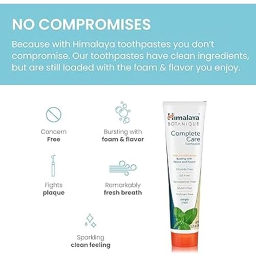 Himalaya Botanique Simply Mint Complete Care Toothpaste Refreshing Mint Flavour | Strong Teeth | Healthy Gums | Fresh Breath - 150g