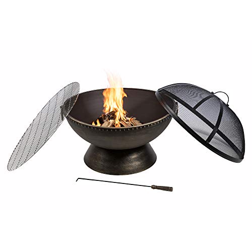 Peaktop - Feuerstelle für Brennholz für den Außenbereich, 68 cm, rund, komplexes Design