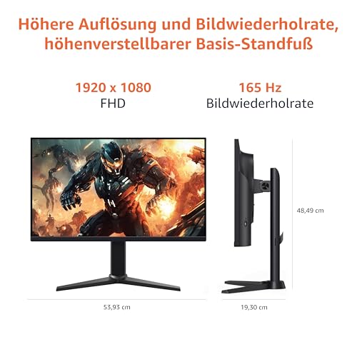 Amazon Basics Gaming-Monitor 27 Zoll (68.6 cm), FHD 1080p, 165 Hz, VESA-kompatibel, adaptive Synchronisierung, 1 ms Reaktion, Schwarz