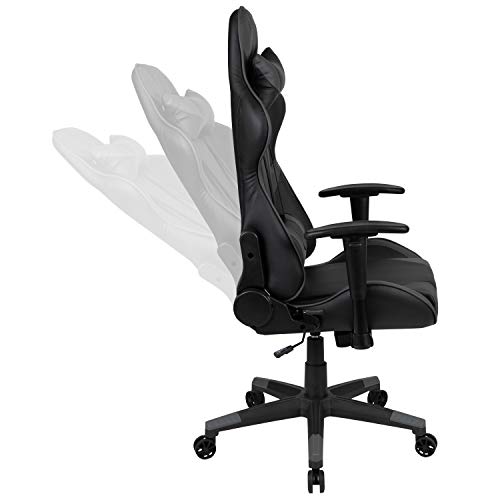 Flash Furniture X30 Gaming-Stuhl, ergonomischer Bürostuhl für PC- und Gaming-Setups, verstellbarer Rennsport-Stuhl mit vollständig verstellbarer Rückenunterstützung, schwarz mit weißer Verzierung