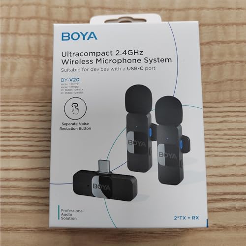BOYA by-V1 Kabelloses Lavalier-Mikrofon für iPhone, 2,4 GHz, Plug-Play, Mini-Clip-On-Mikrofon mit Geräuschunterdrückung, für Vlogging, Video, Podcast, Interview, YouTube-Aufnahme