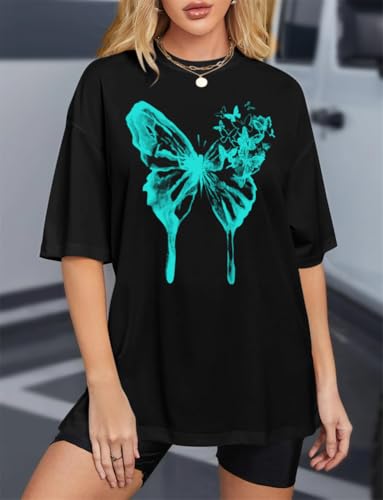 Tomwell Women’s Oversized T-Shirt – Butterfly Design