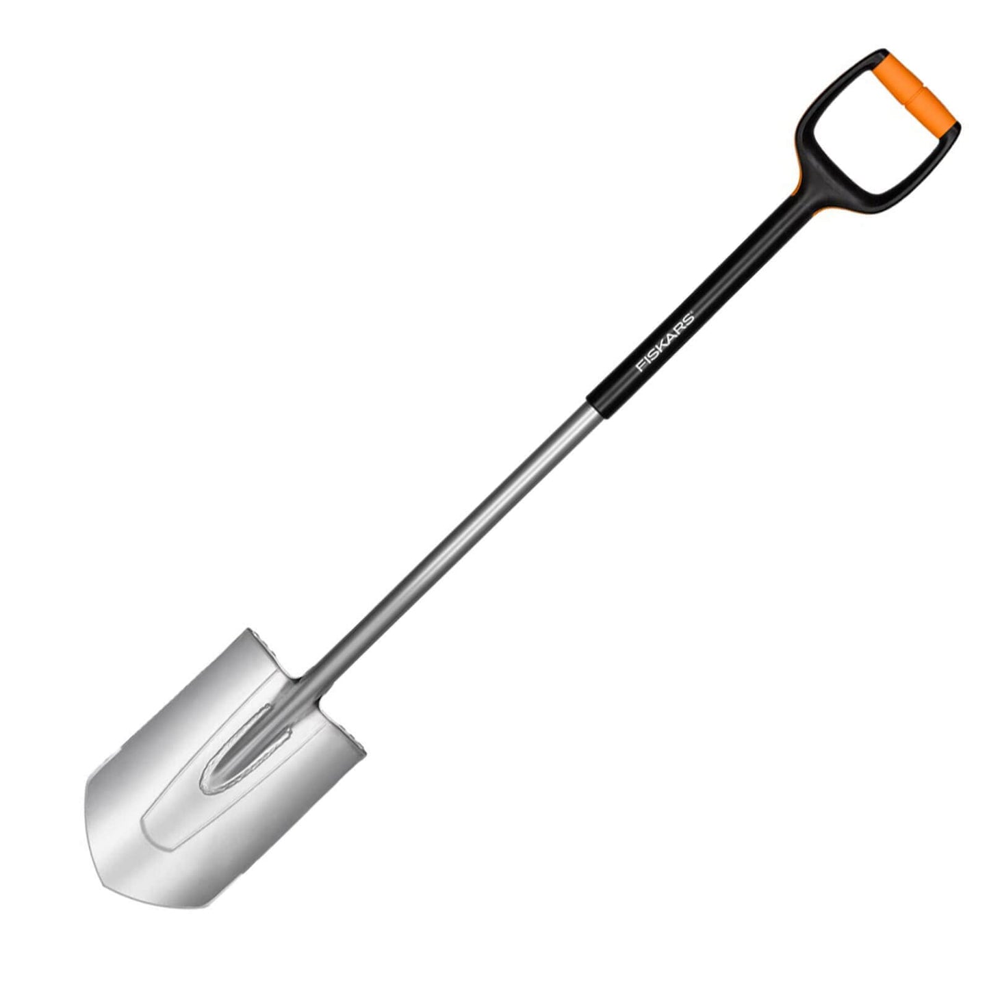 Fiskars Gärtnerspaten für harte, steinige Böden, Spitz, Länge: 120 cm, Verstärktes Borstahl-Blatt, Schwarz/Orange, Xact, 1066729