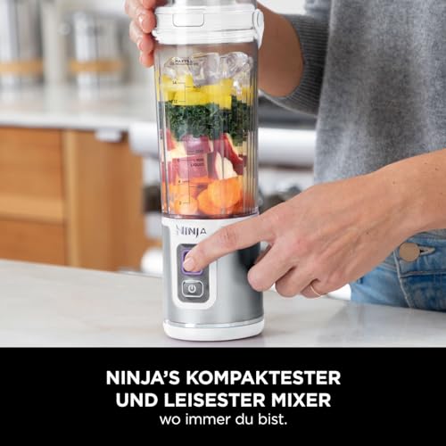 Ninja Blast Tragbarer Mixer / Blender / Smoothie Maker, 530ml Becher, Auslaufsicherer Deckel, Leistungsstarker Mini Standmixer, Kabellos & Wiederaufladbar, Zerkleinert Eis & Obst, Schwarz