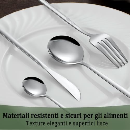 BEWOS 36-teiliges Besteck set mit Steakmesser Service für 6, Premium-Edelstahl-Bestecksets für Haus & Küche, Hochwertiges Messer-Löffel-Gabel-Besteck-Set Hochglanzpoliert, Spülmaschinenfest