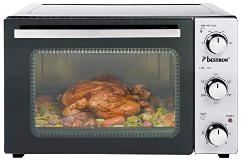 Bestron AOV9 Kompakter Mini-Backofen mit Ober-/Unterhitze, 9 Liter, 800 Watt, Schwarz