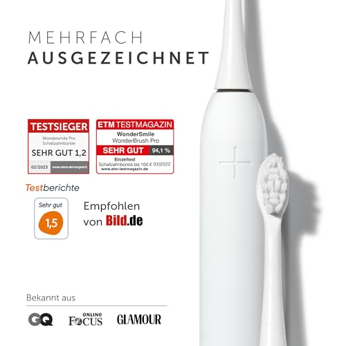 Wondersmile Schallzahnbürste PRO - Testsieger 2023-100 Tage risikofrei testen - Elektrische Zahnbürste mit 4 Putzprogrammen - Ultraschallzahnbürste mit smarten Bürstenkopf (1er Set, Ultimate Black)