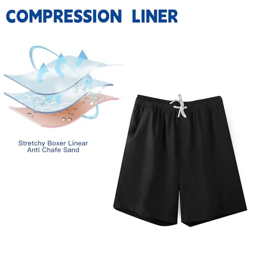 Men’s 2-in-1 Quick-Dry Swim Shorts – Compression Liner Boardshorts