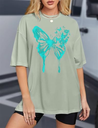 Tomwell Women’s Oversized T-Shirt – Butterfly Design