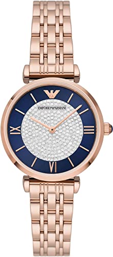 Emporio Armani Ladies Watch with Two Hands Quartz Movement and 32mm Case with Stainless Steel, Leather or Silicone Strap