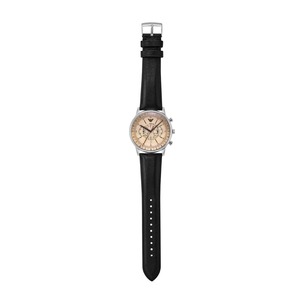 Emporio Armani Uhr für Männer, 2 Unterzifferblätter Chronographenwerk und 43mm Gehäusegröße mit Edelstahl-, Leder- oder Silikonarmband
