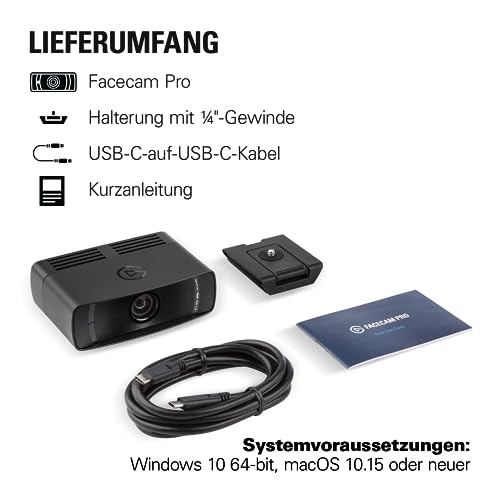 Elgato Facecam MK.2 – Erstklassige Full-HD-Webcam für Streaming, Gaming, Videokonferenzen, Aufnahme, HDR-fähig, Sony Sensor, Schwenken/Neigen/Zoomen – kompatibel mit OBS, Zoom, Teams etc., für PC/Mac