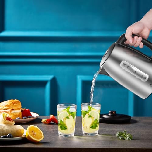 Midea Wasserkocher mit Temperatureinstellung (40, 60, 70, 80, 90, 100 Degree C),Edelstahl 1,7 Liter,Kettle 2200W mit Sichtfenster, Warmhaltefunktion für 60 Min