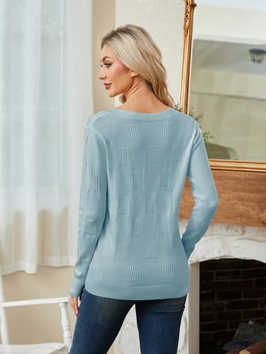 Women’s V-Neck Knit Sweater – Long Sleeve Casual Elegant Pullover