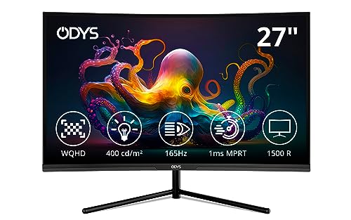 ODYS i27 Monitor - 27-Zoll-Bildschirm im rahmenlosen Design, Full HD, 100 Hz, mit HDR, IPS Panel, FreeSync, HDMI, USB-C, 3,5mm Audio