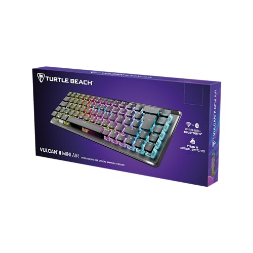 Turtle Beach Vulcan II Mini Air – Optisch-mechanische kabellose Gaming-Tastatur (65%), anpassbare RGB-Beleuchtung, abnehmbares Kabel, Smart Keys, Aluminiumplatte – Weiß