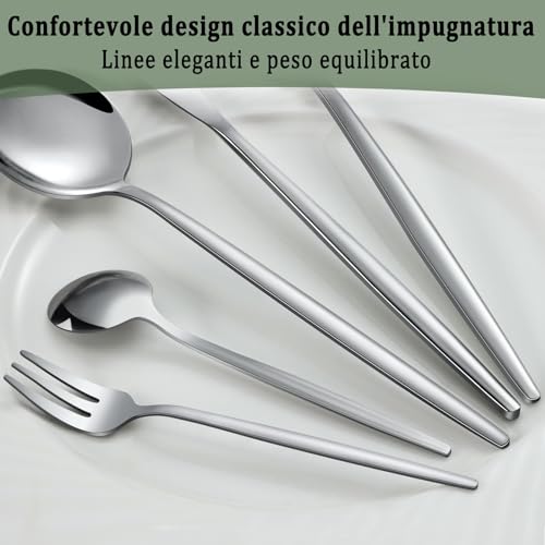 BEWOS 36-teiliges Besteck set mit Steakmesser Service für 6, Premium-Edelstahl-Bestecksets für Haus & Küche, Hochwertiges Messer-Löffel-Gabel-Besteck-Set Hochglanzpoliert, Spülmaschinenfest