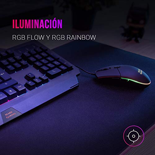 MARSGAMING MCP-RGB3, Pack Gaming Keyboard Fixed RGB + Gaming Mouse RGB Flow 3200 DPI + Headset Over-Ear RGB + XXL Mouse Pad, White, Portuguese Language