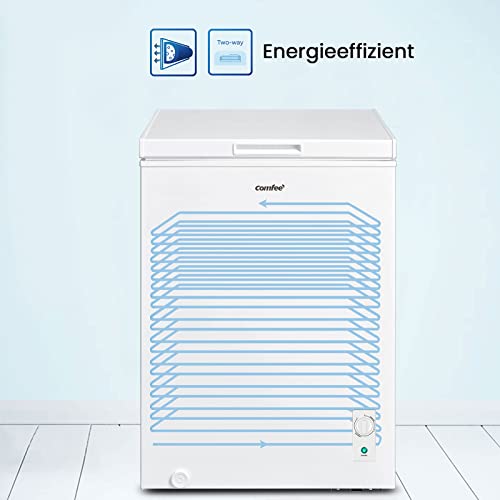 Comfee Gefriertruhe/169 kWh/Jahr/85cm hoch/99L/38dB/Geringe Lautstärke/Hoch effizientesD-förmigesRohr/Geeignet für verschiedene Einsatzszenarien/Einstellbarer Temperaturregler/Weiß