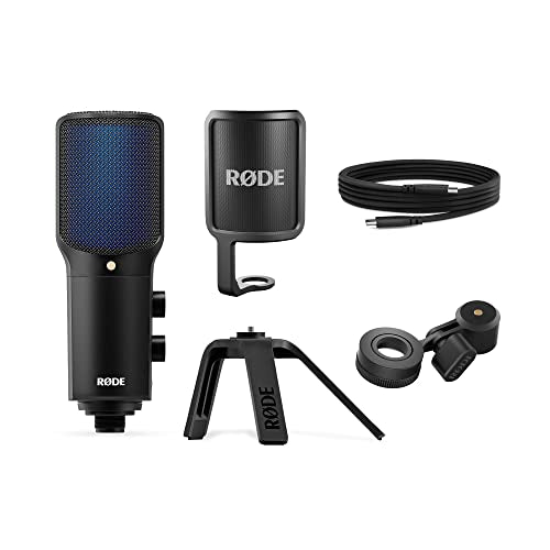 RØDE NT-USB+ Professionelles USB-Mikrofon für Profi-Audioaufnahmen direkt auf dem Computer oder Mobilgerät, schwarz
