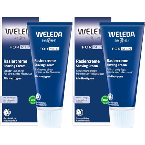 WELEDA Bio FOR MEN Rasiercreme, Naturkosmetik Rasierschaum für die Pflege und den Schutz der Haut bei Nassrasuren, sanfter Schaum für eine schonende Rasur für Männer (1 x 75 ml)