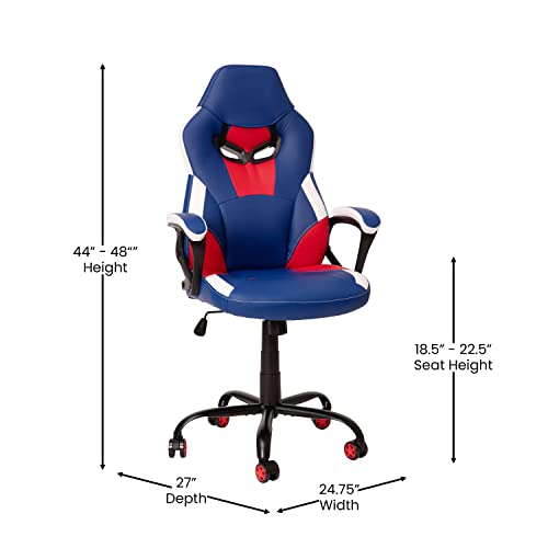 Flash Furniture X30 Gaming-Stuhl, ergonomischer Bürostuhl für PC- und Gaming-Setups, verstellbarer Rennsport-Stuhl mit vollständig verstellbarer Rückenunterstützung, schwarz mit weißer Verzierung