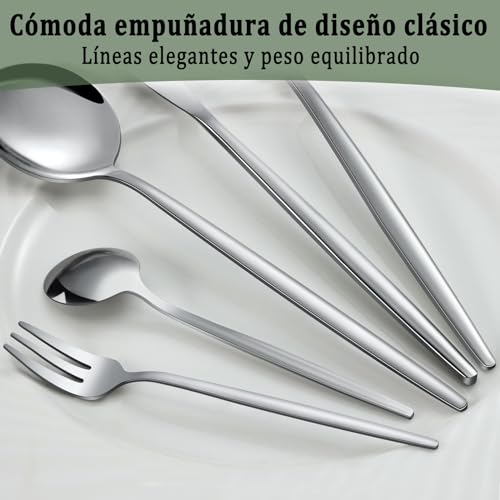 BEWOS 36-teiliges Besteck set mit Steakmesser Service für 6, Premium-Edelstahl-Bestecksets für Haus & Küche, Hochwertiges Messer-Löffel-Gabel-Besteck-Set Hochglanzpoliert, Spülmaschinenfest