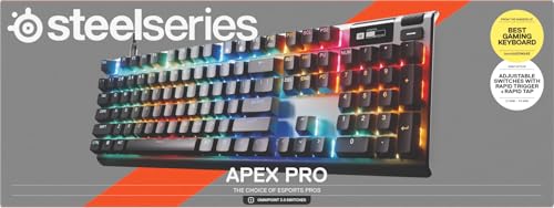 SteelSeries Apex Pro Gen 3 - HyperMagnetic Gaming-Tastatur - OmniPoint 3.0 Switches - anpassbares Ansprechverhalten - Rapid Trigger - Rapid Tap/SOCD - OLED - RGB - PBT-Keycaps - DE Layout QWERTZ