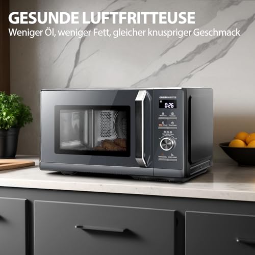 Toshiba MW2-MG20PF(BK)/GE Mikrowellenherd 800 W mit knuspriger Grill- & Kombigarfunktion, 5 Leistungsstufen, 1000 W Grillleistung, Schwarz