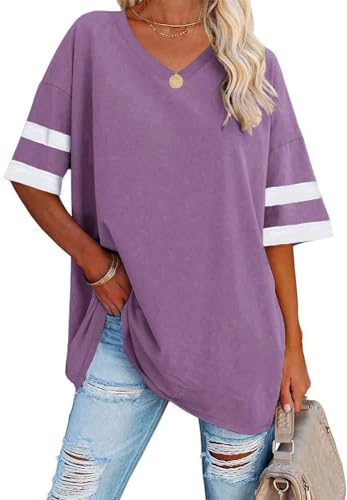 Ebifin Women's Oversized V-Neck T-Shirt