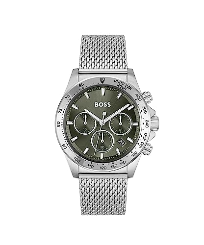 BOSS Chronograph Quartz Watch for Men with Silver Stainless Steel Bracelet
