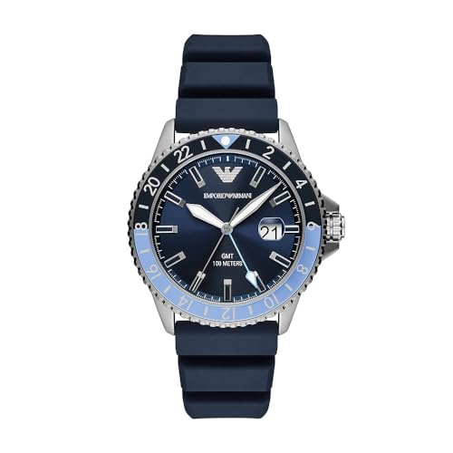 Emporio Armani Uhr für Herren, Quarzwerk und 42mm Gehäusegröße mit Edelstahl-, Leder- oder Silikonarmband