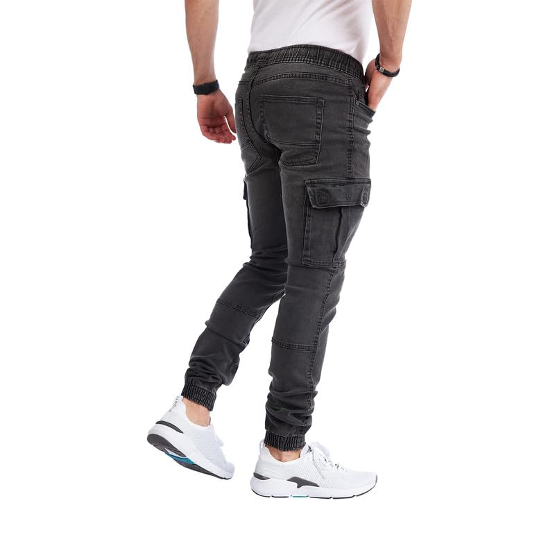 Men’s Cargo Jeans – Regular Slim Fit Denim Joggers