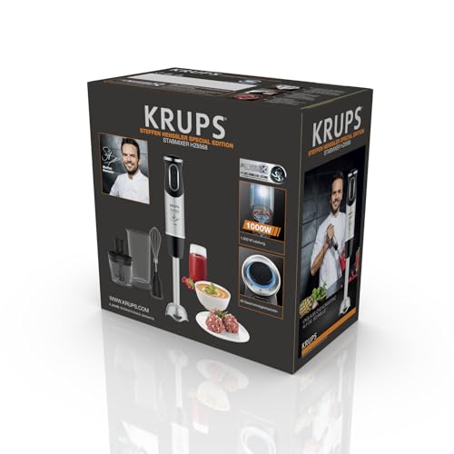 Krups Steffen Henssler Special Edition HZ656815 Stabmixer, 1000, Edelstahl, 800 milliliters, Schwarz/Silber