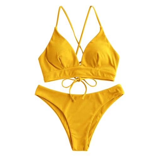 Women’s Two-Piece Bikini Set Sunflower Print Triangle Beach Swimsuit