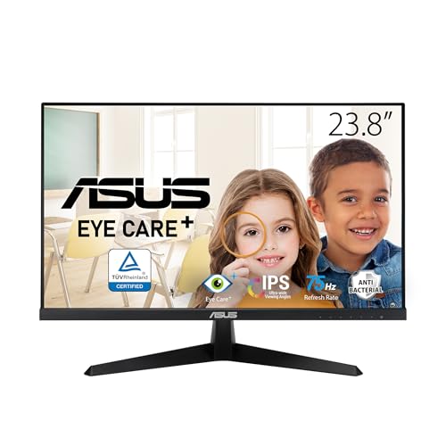 ASUS Eye Care VY249HF - 24 Zoll Full HD Monitor - 100 Hz, 1ms MPRT, AdaptiveSync - IPS Panel, Vesa 100x100, 16:9, 1920x1080, HDMI