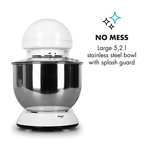 Klarstein Küchenmaschine, Knetmaschine mit 5L Schüssel, 1800W Profi Küchenmaschine mit Knethaken und Schneebesen, Universal Küchenmaschine mit 6 Stufen, Teigmaschine zum Rühren, Kneten und Aufschlagen
