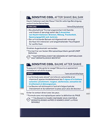 NIVEA MEN Sensitive Cool After Shave Balsam (100 ml), beruhigendes After Shave, Hautpflege nach der Rasur mit Kamille und Vitamin E