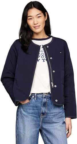 Tommy Hilfiger Women’s Lightweight Jacket – Iconic Jersey Lined Zip-Up Coat