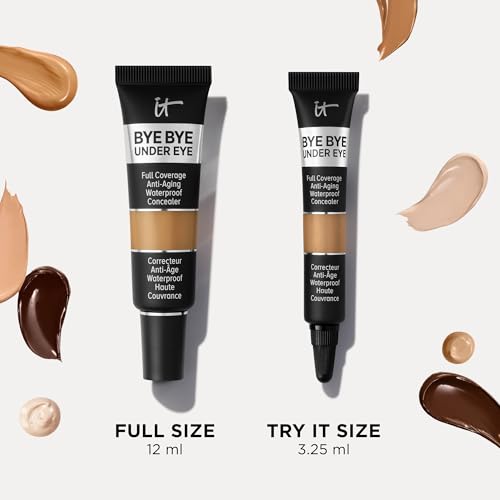 IT Cosmetics Bye Bye Under Eye Concealer – Full Coverage, Waterproof, with Peptides, Collagen & Hyaluronic Acid – Light Tan 14.0 (12ml)