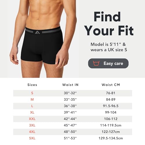 FM London 5-Pack Bamboo Men’s Boxer Shorts with Stretch-Fit Design