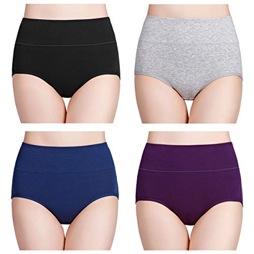 Wirarpa Women’s Cotton Underwear High Waist Briefs - Pack of 4