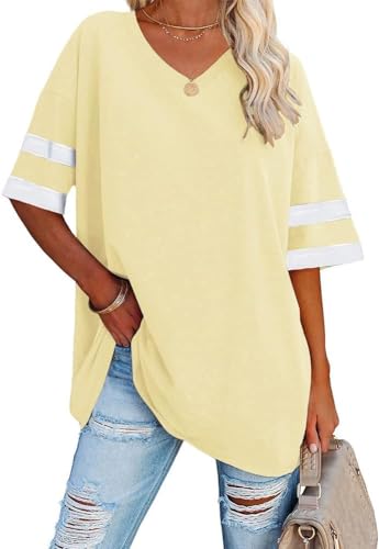 Ebifin Women's Oversized V-Neck T-Shirt