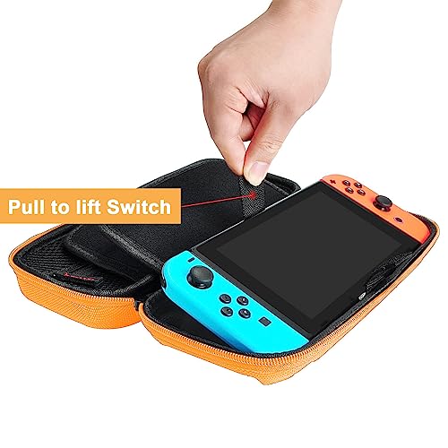 daydayup Tasche Kompatibel mit Nintendo Switch und New Switch OLED, Harte Tragetasche Hülle Case für die Nintendo Switch, Schutzhülle mit Aufbewahrung für 20 Spiele, Konsole & Zubehör - Schwarz