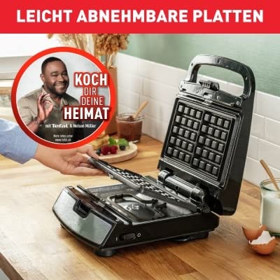 Tefal SW852D Snack Collection|Sandwich|Waffelmaker|Kombigerät|Antihaftbeschichte Platten|Spülmaschinengeeignet|mit vielfältigen Funktionen erweiterbar|700W|5.3Tons|37.01x29.01x21.01cm,Schwarz/Silber