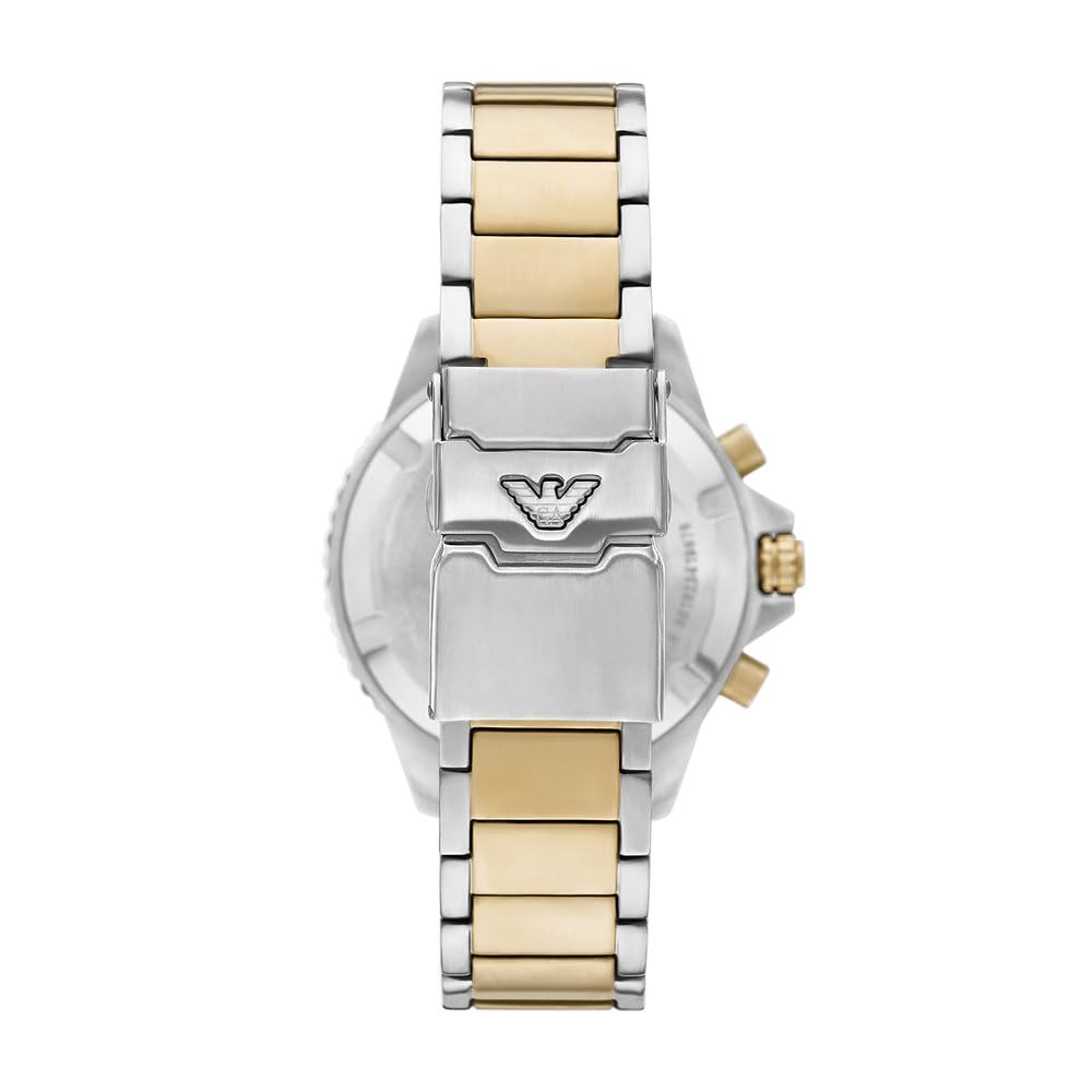 Emporio Armani Uhr für Männer, 2 Unterzifferblätter Chronographenwerk und 43mm Gehäusegröße mit Edelstahl-, Leder- oder Silikonarmband