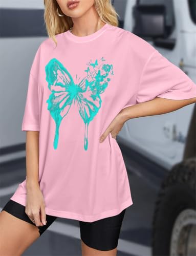 Tomwell Women’s Oversized T-Shirt – Butterfly Design