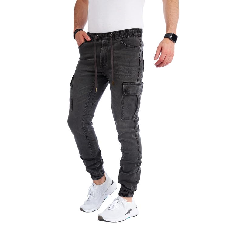 Men’s Cargo Jeans – Regular Slim Fit Denim Joggers